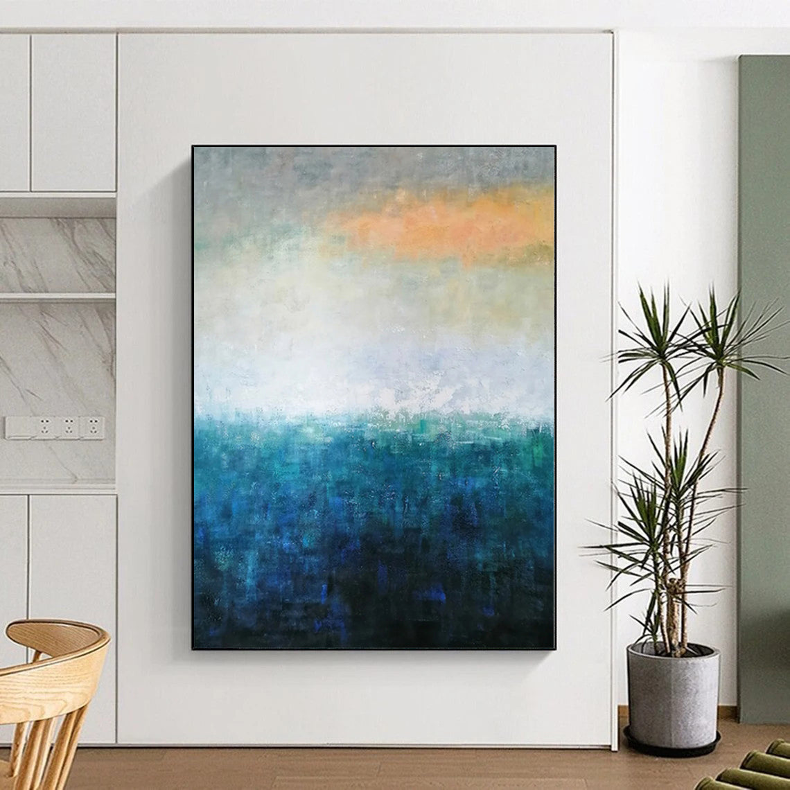 Monumental Custom Abstract Painting for Home Library Study Carrel Walls