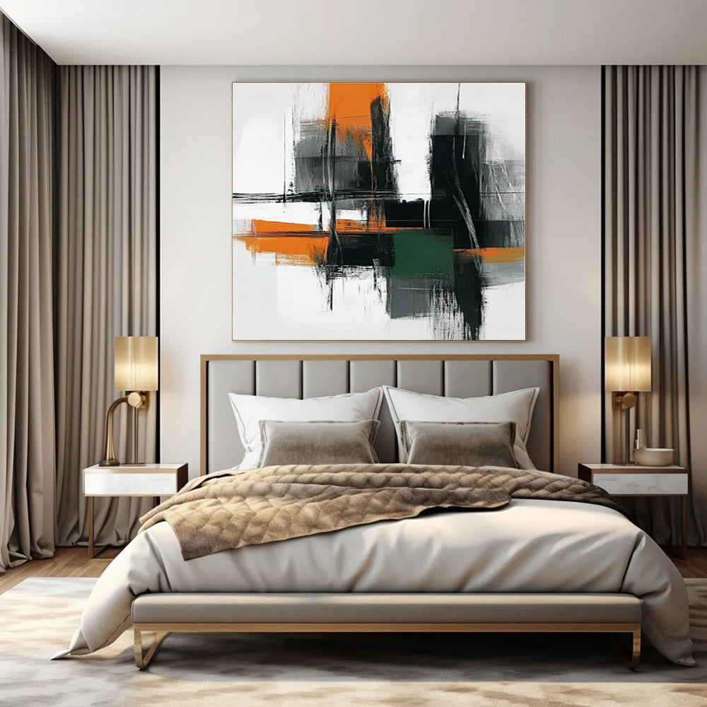 Tropical Oasis Hand-Painted Abstract Canvas for Beachy Bedrooms