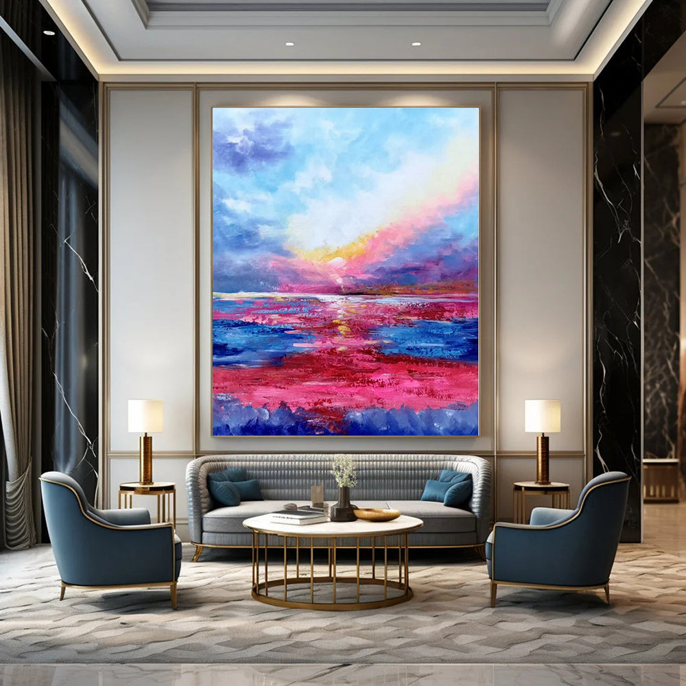 Large Hand-Painted Bespoke Abstract Wall Art for Office Maintenance Rooms