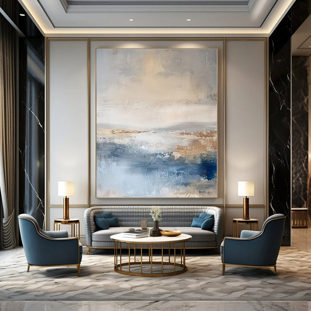Oversized Custom Hand-Painted Abstract Art for Dining Room and Hallway