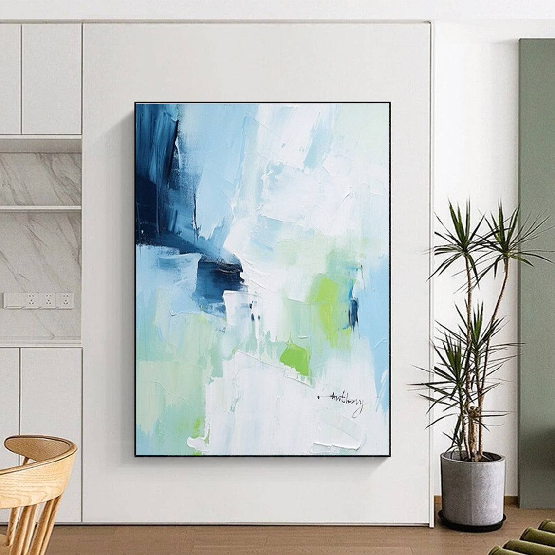 Huge Modern Abstract Painting for Reading Nook Cozy and Contemporary Vibe