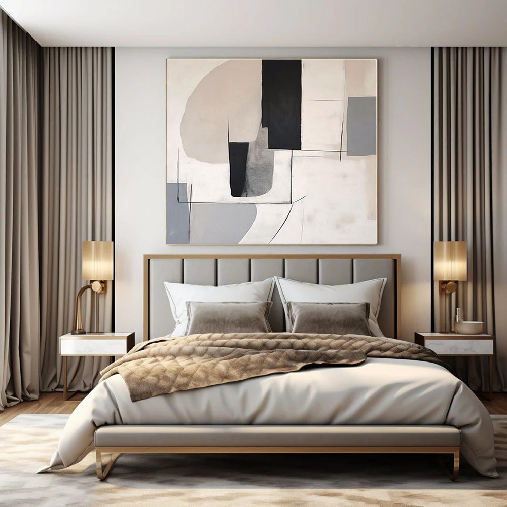 Large-Scale Hand-Painted Abstract Canvas for Living Room and Bar
