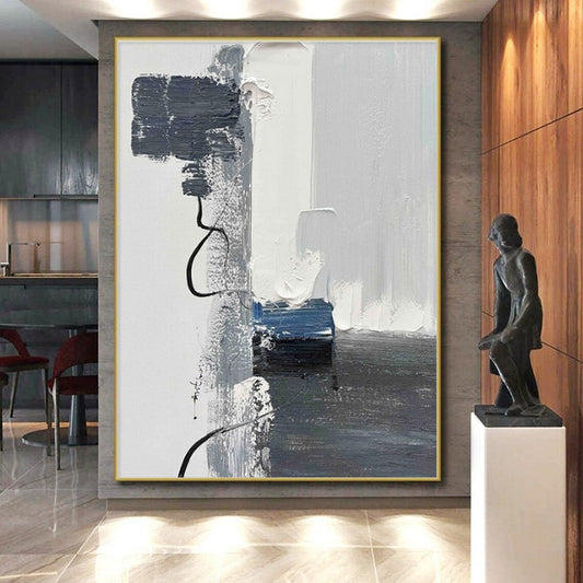 Large-Scale Contemporary Abstract Painting for Sunroom Natural Light Enhancement