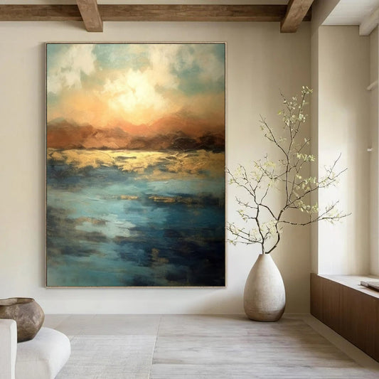 Huge Hand-Painted Contemporary Abstract Painting for High-End Bar Cocktail Lounges