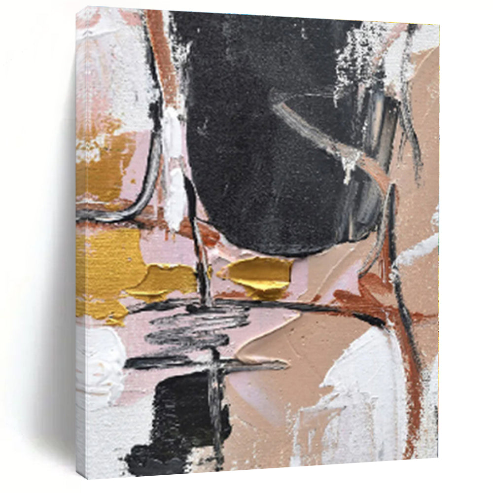 Staggering Abstract Cubist Hand-Painted Painting for Home Bar Social Wall