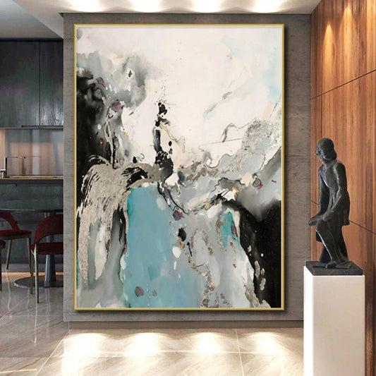 Huge Hand-Painted Abstract Canvas for Dining Room Banquet Wall