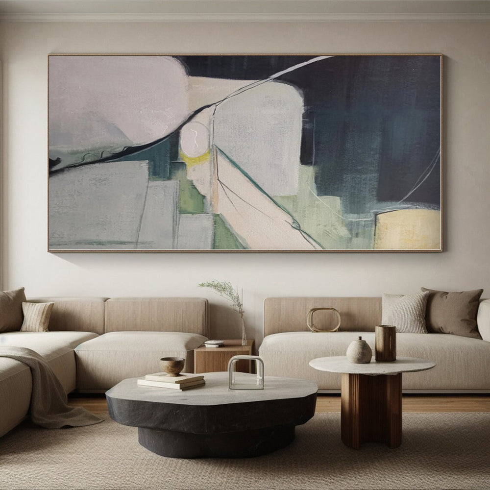 Gigantic Abstract Landscape Hand-Painted Painting for Home Library Knowledge Wall