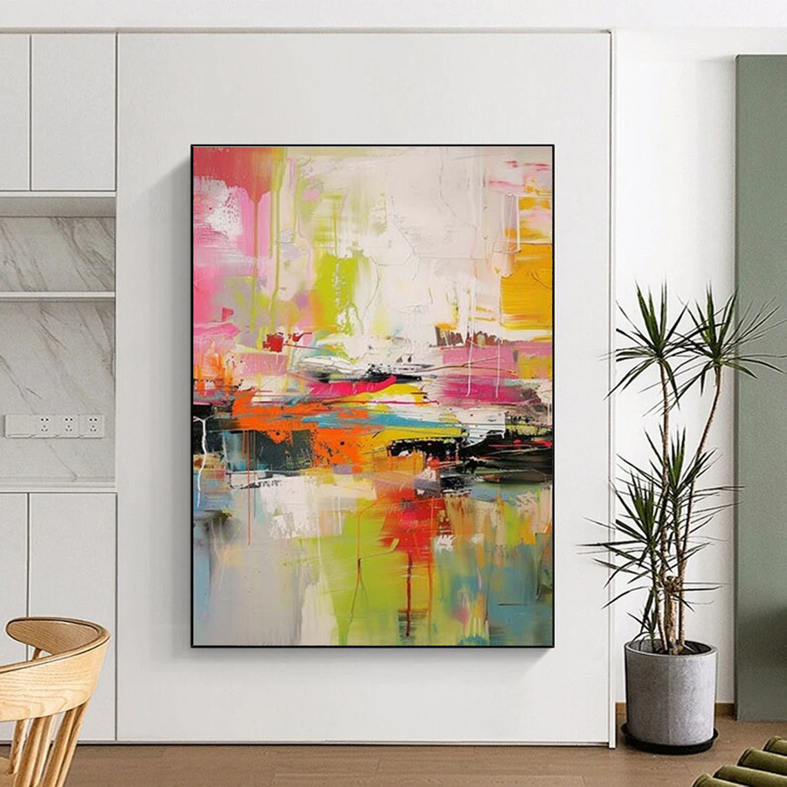 Colossal Abstract Wall Art for Entryway Staircase Landing