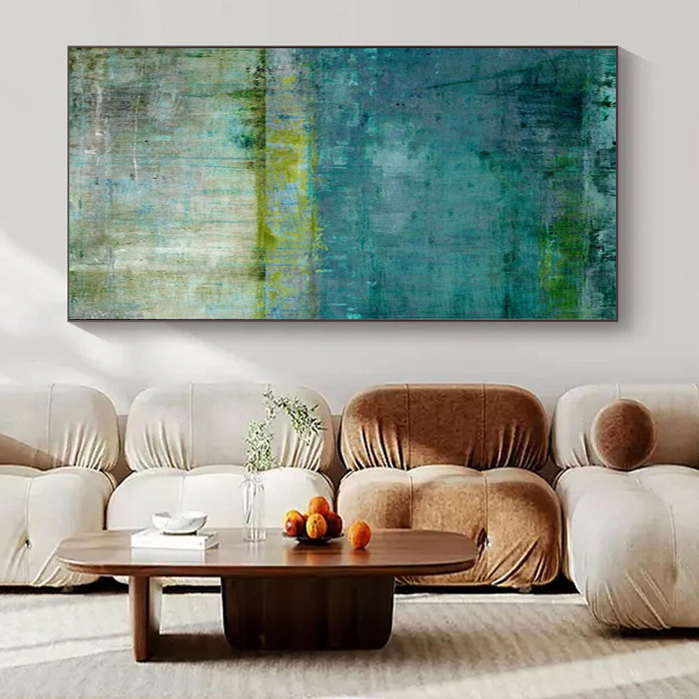Custom Oversized Abstract Canvas for Balcony Lounges - Hand-Painted Acrylic