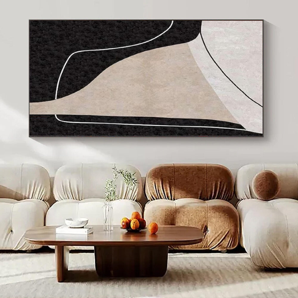 Spectacular Hand-Painted Abstract Canvas for Living Room Above Bookcases