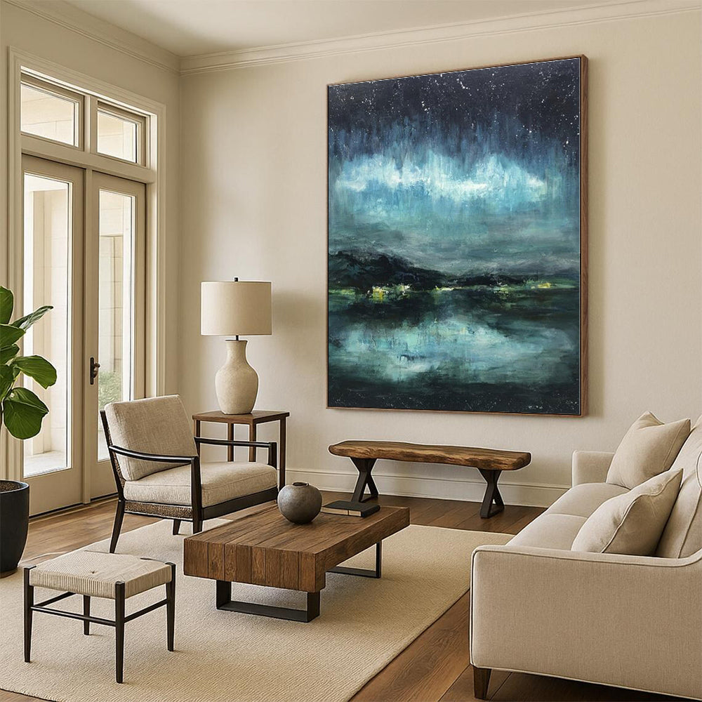 Oversized Custom Abstract Painting for Mudroom Pet Washing Station Wall