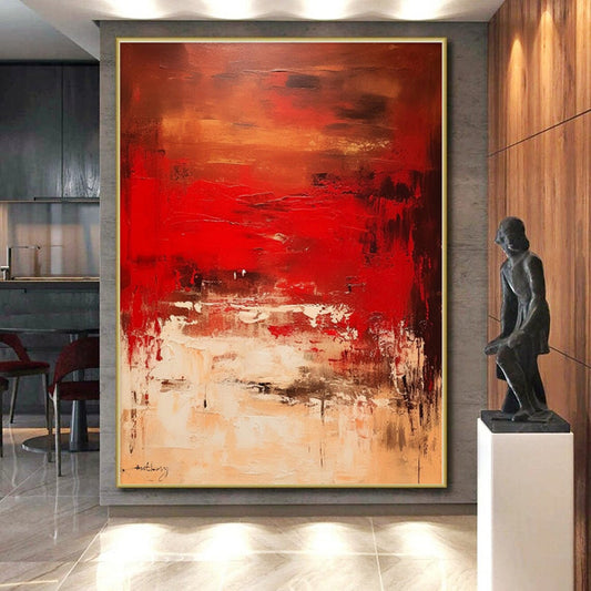 Custom Large-Scale Hand-Painted Abstract Canvas for Family Room Focal Wall