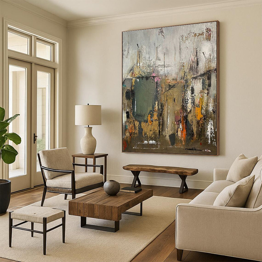 Large-Scale Modern Abstract Art for Contemporary Dining Room Feature Wall