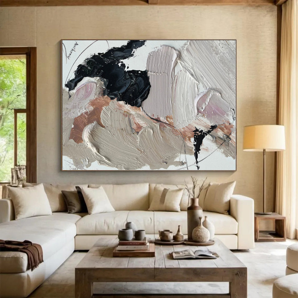 Tailored Extra-Huge Hand-Painted Abstract Canvas for Family Gathering Wall