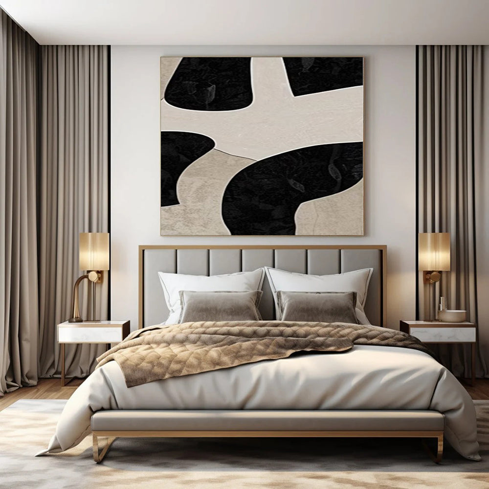 Extra-Huge Hand-Painted Modern Abstract Canvas for Family Home Indoor Pools