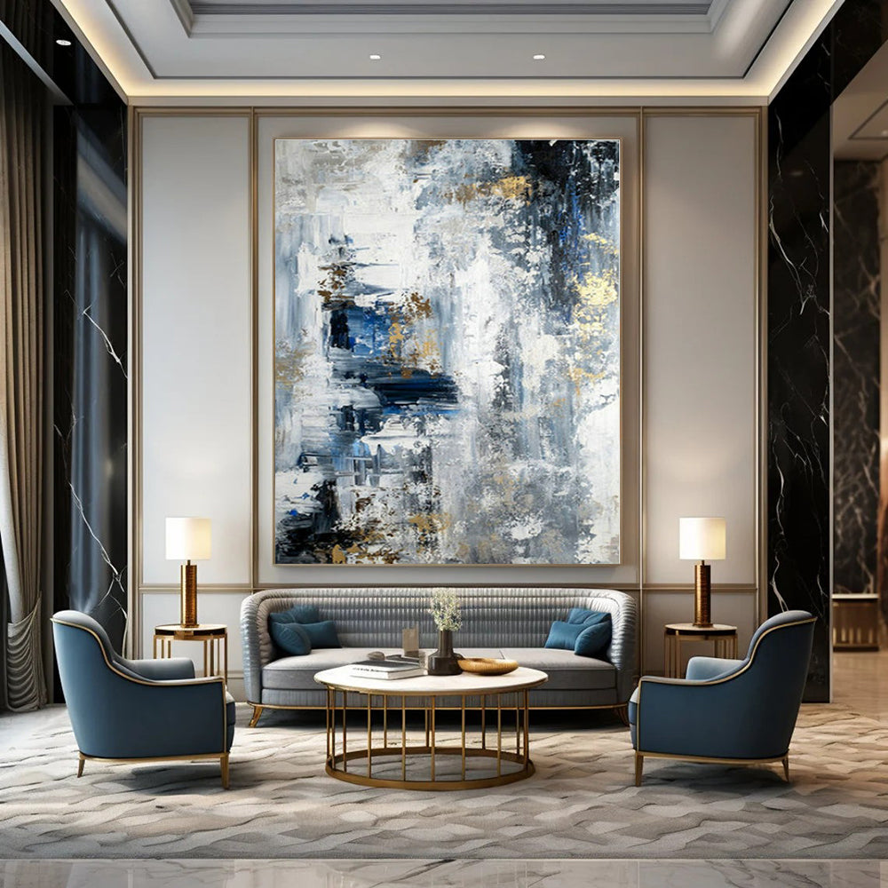 Oversized Custom Hand-Painted Abstract Art for Living Room & Hotel Outdoor Terraces