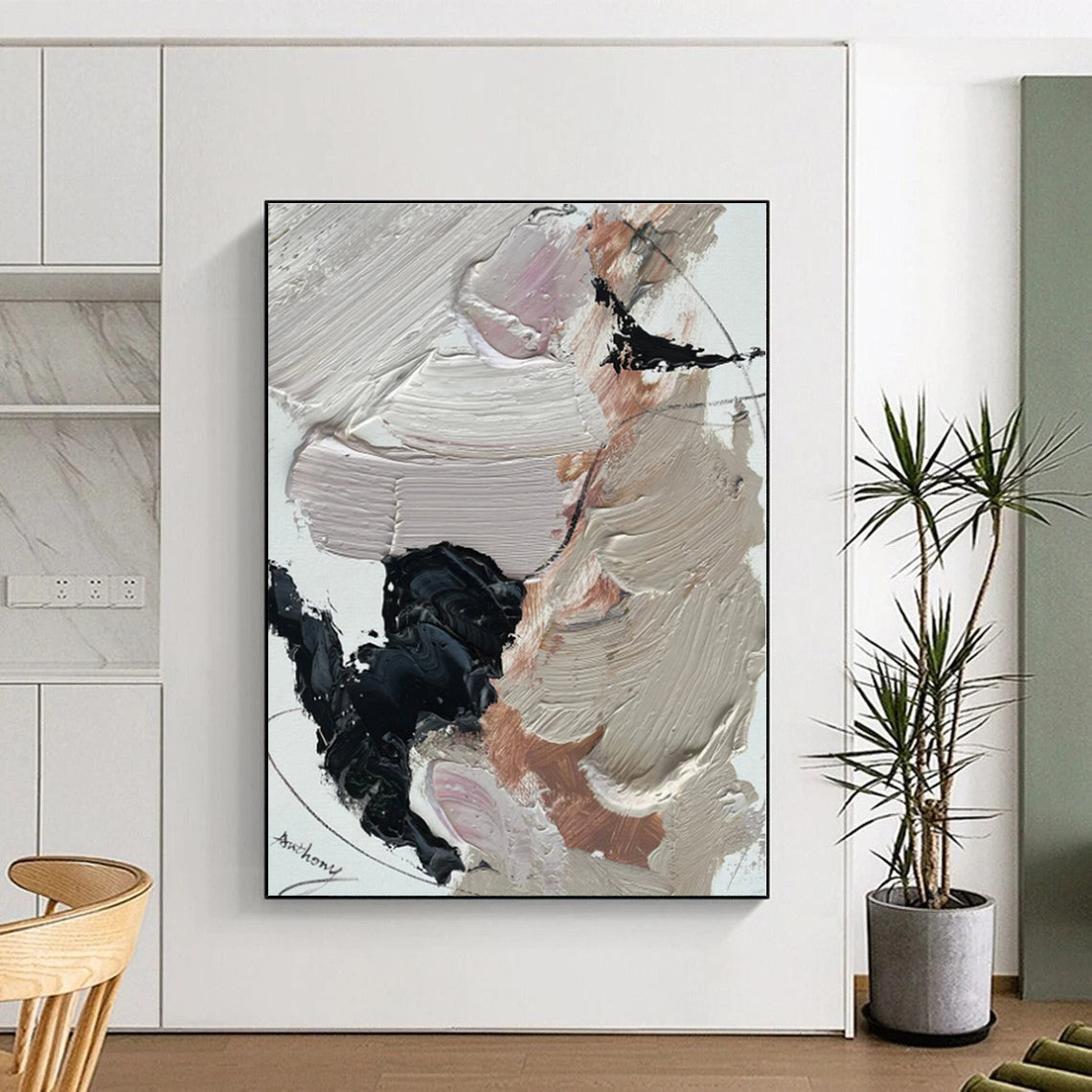 Tailored Extra-Huge Hand-Painted Abstract Canvas for Family Gathering Wall
