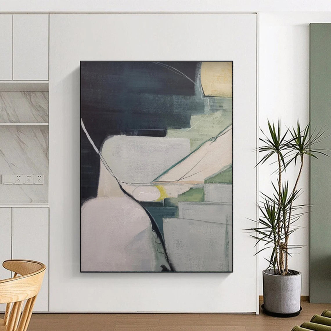 Gigantic Abstract Landscape Hand-Painted Painting for Home Library Knowledge Wall