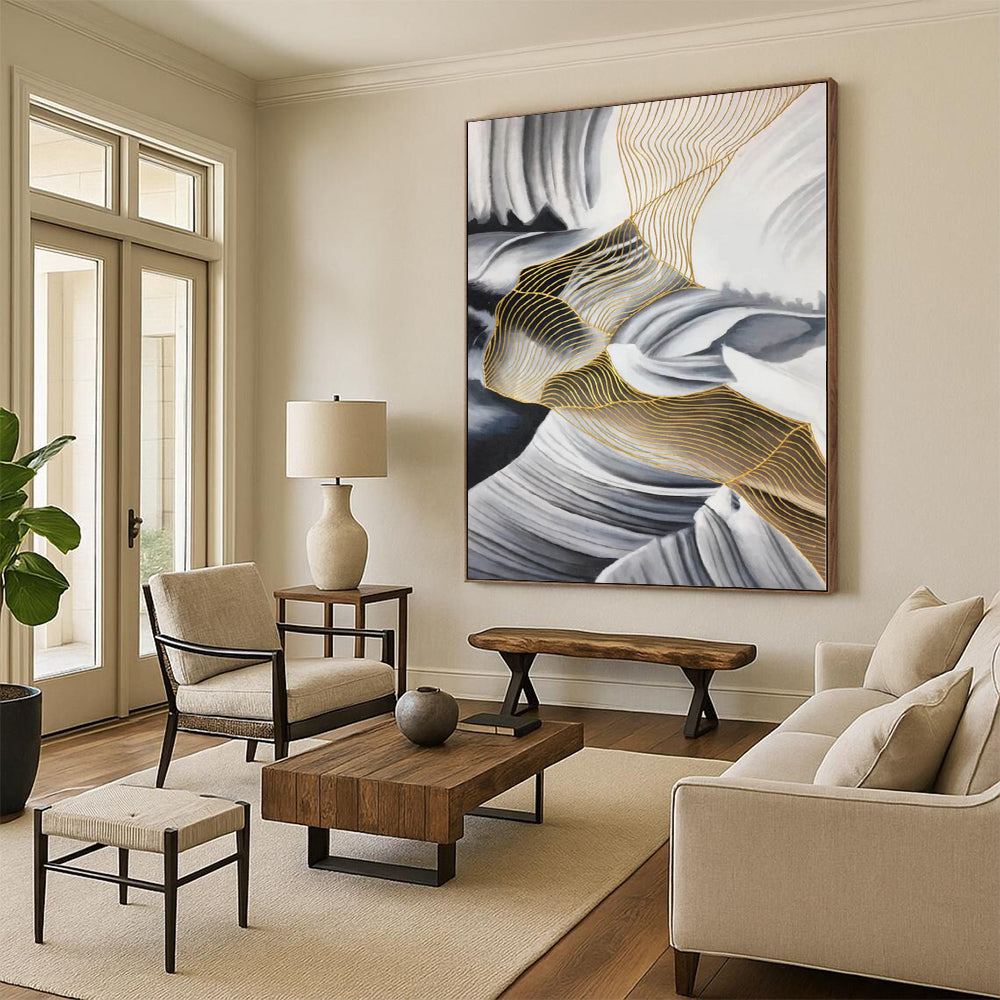 Giant Hand-Painted Abstract Canvas for Nursery Mobile and Crib Bedding Wall