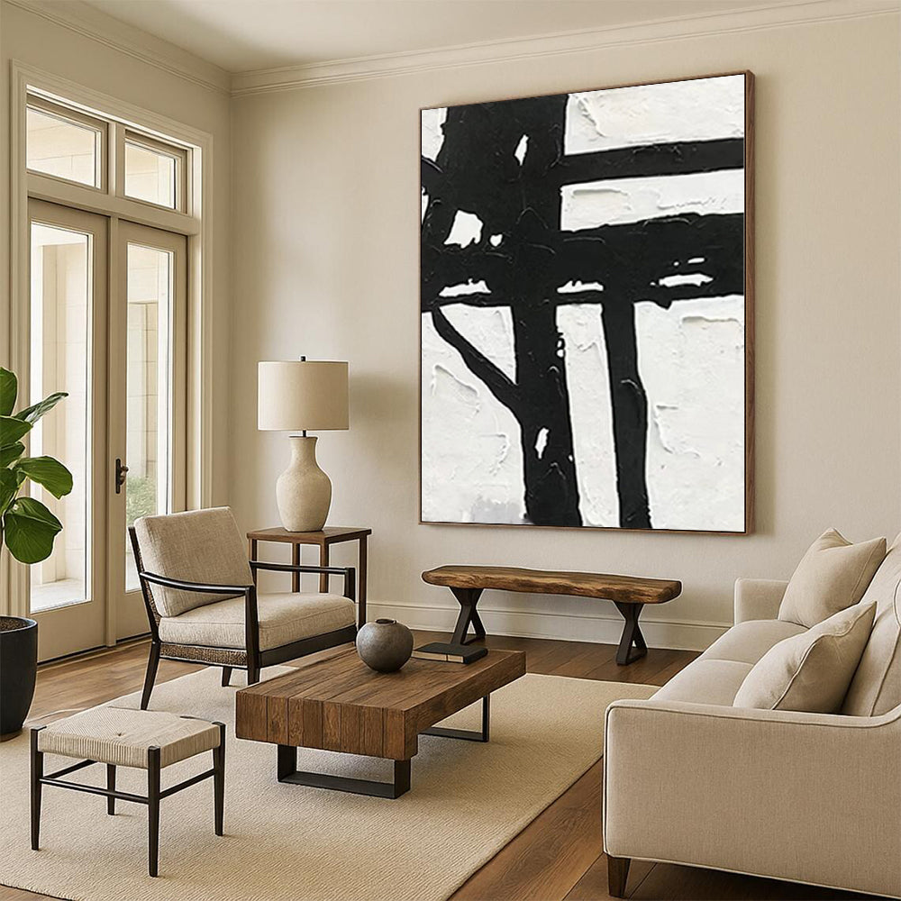 Giant Hand-Painted Abstract Art for Basement Home Theater Feature Walls