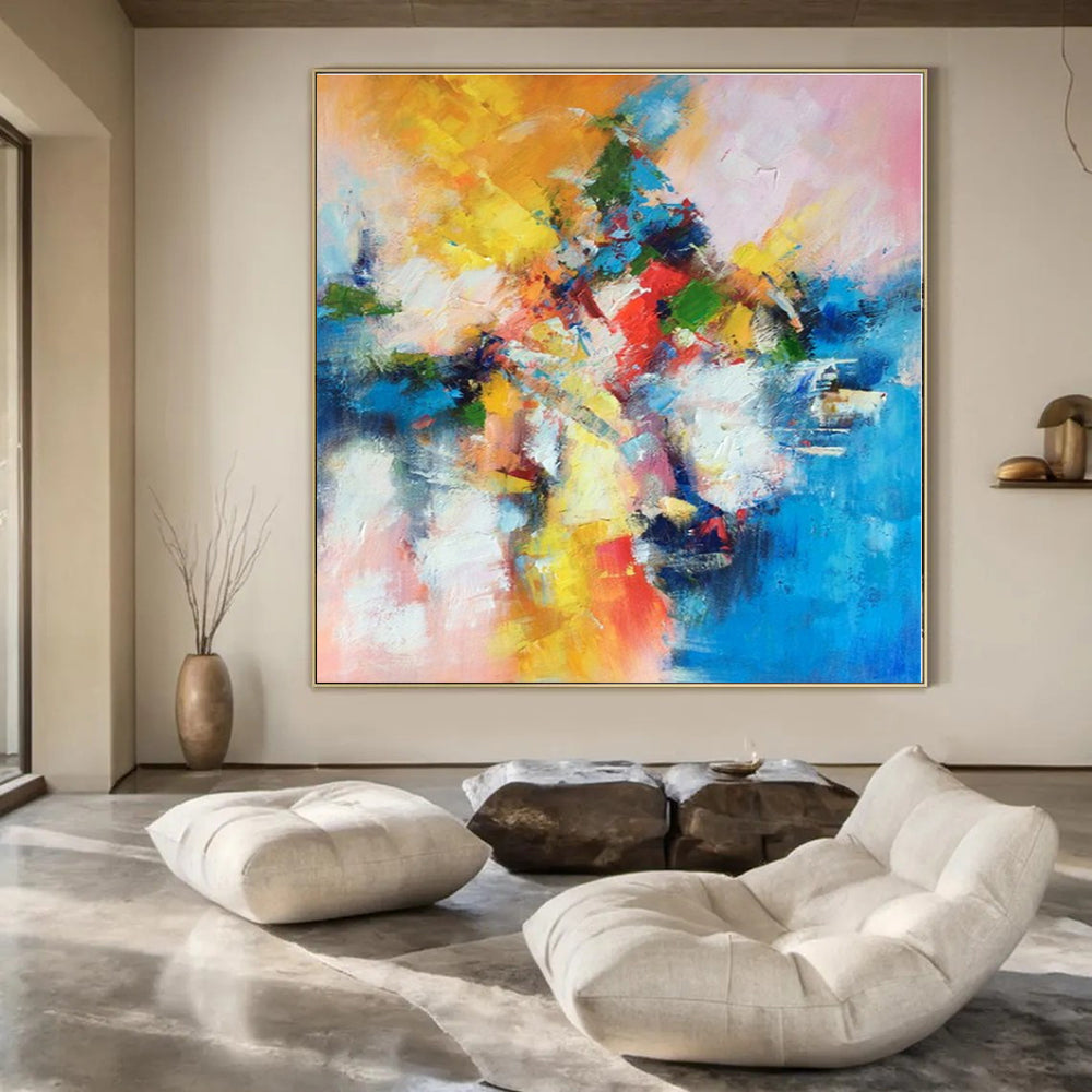 Hand-Painted Personalized Abstract Mural for Office & Hotel Conference Rooms