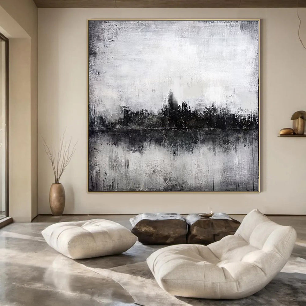 Oversized Hand-Painted Contemporary Abstract Mural for Family Dining Alcoves