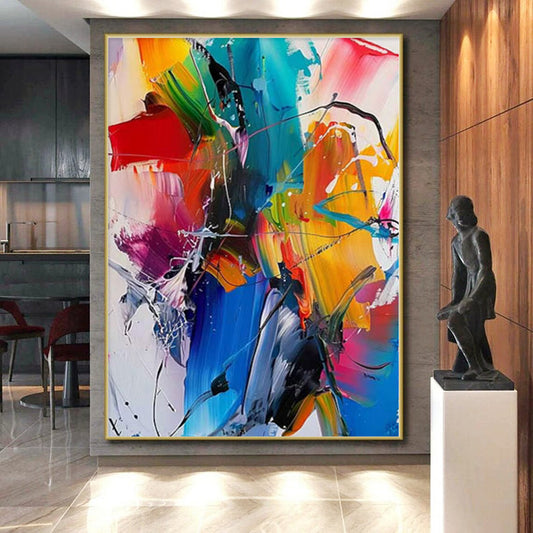 Monumental Abstract Painting for Indoor Herb Garden Spaces - Custom Resin on Linen