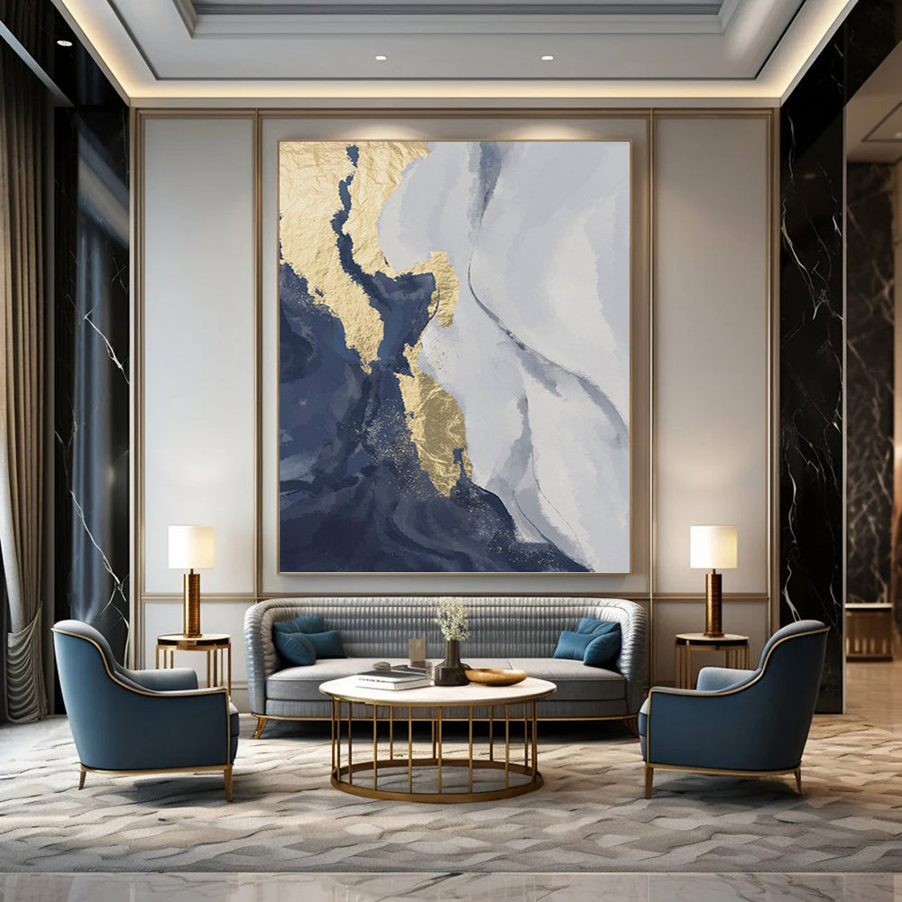 Grandiose - Extent Hand - Painted Textured Custom Abstract Crescendo, for Office and Bedroom DKH1514