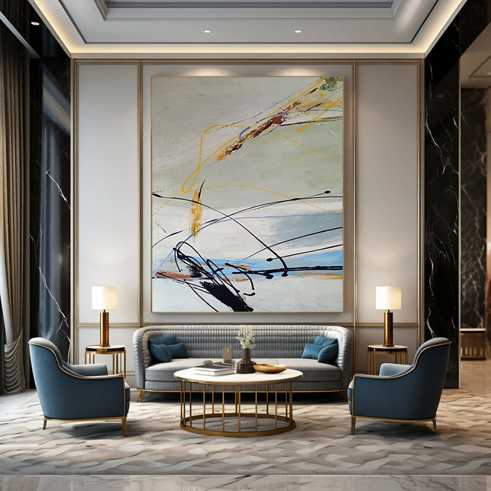 Mammoth Hand - Painted Textured Custom Abstract Painting for Dining Room and Office DTP035