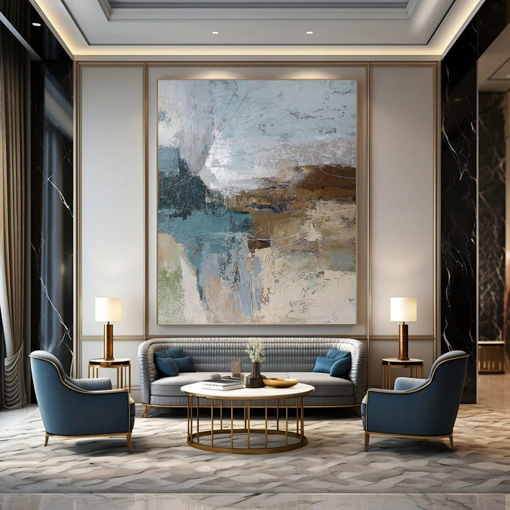Vast Hand - Painted Custom Textured Abstract Mural for Hotel Lobby & Bedroom DKH1012