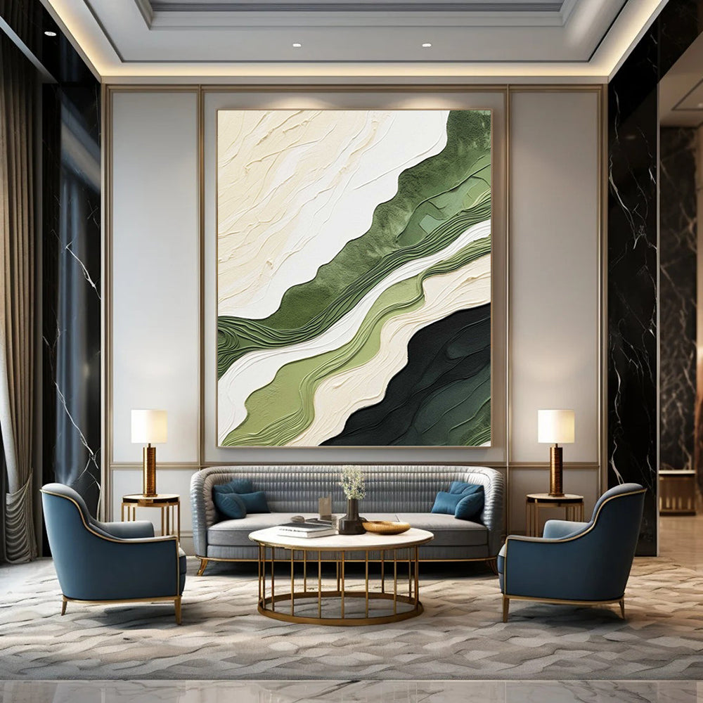 Colossal - Sized Hand - Painted Custom Abstract Painting (with Expressive Textures), for Living Room and Entryway DKH1486