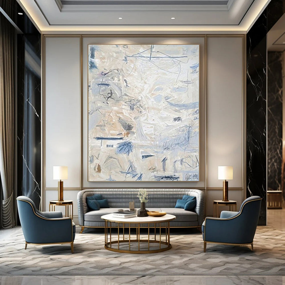 Fibrous Textures: Extended Custom Abstract Painting for Office and Dining Room DTP144