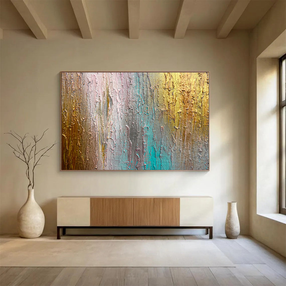 Cozy Large Abstract Painting with Plush Textured Surfaces for Bedroom & Hallway DKH916