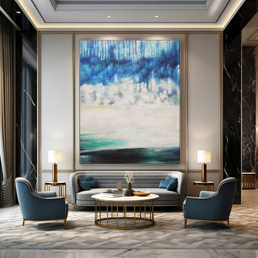 Dramatic & Bold Hand-Painted Custom Abstract Painting for Living Room & Hotel LargeART1974