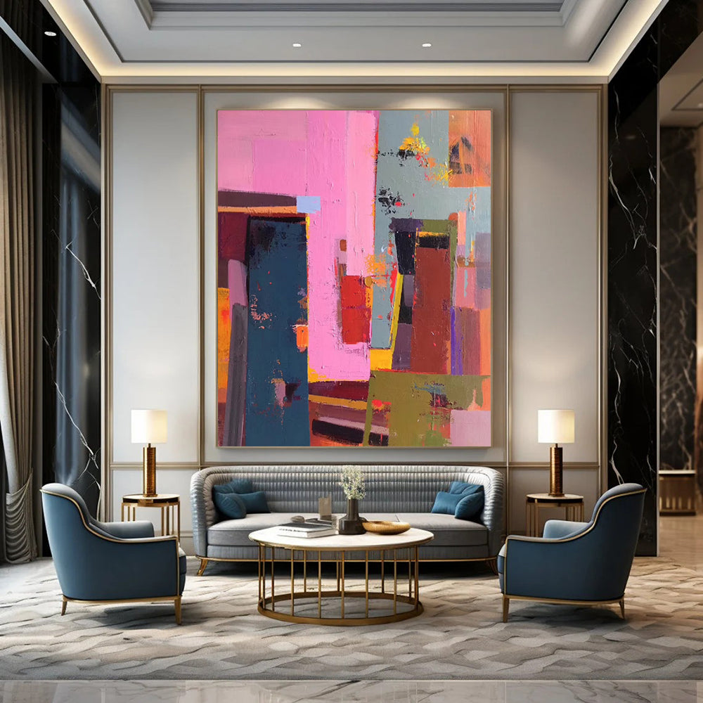 Super - Sized - Format Hand - Painted Custom Abstract Work for Hallway and Hotel DTP050