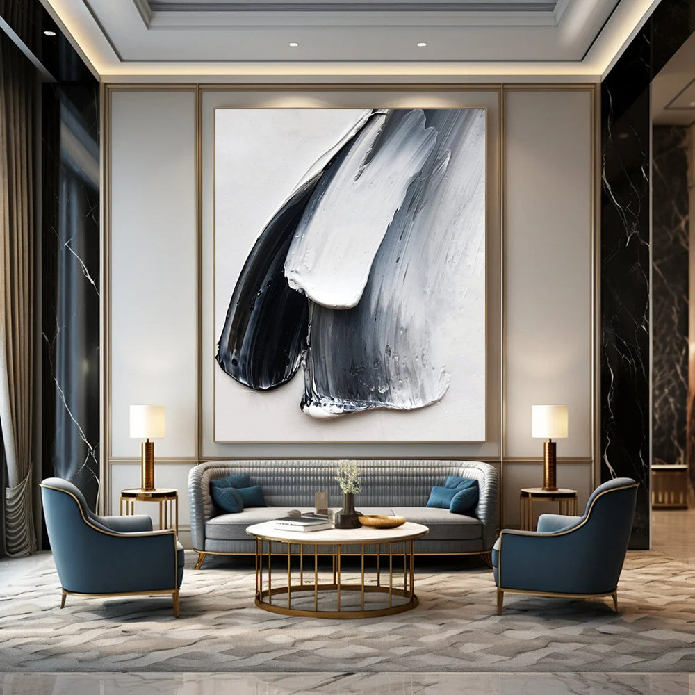 Large Vertical Custom Abstract Hand - Painted Canvas for Bedroom and Entryway DKH1676