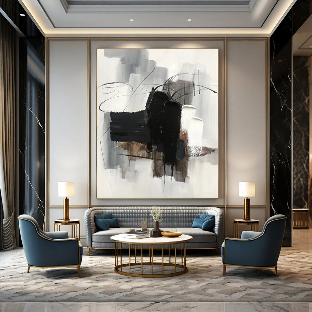 Elegant Hand - Painted Textured Abstract Painting for Dining Room & Bar DKH1275
