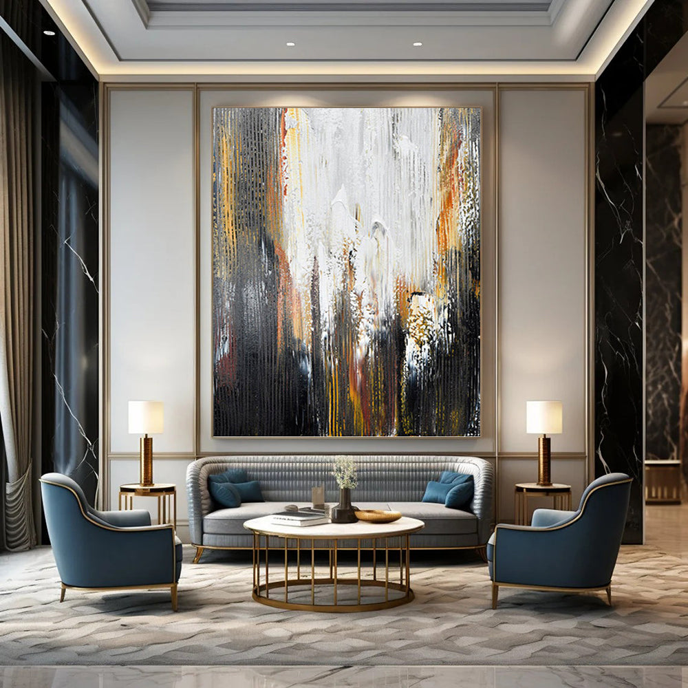 Enormous Hand - Painted Textured Abstract Canvas for Science Lab & Research Facility DKH1229