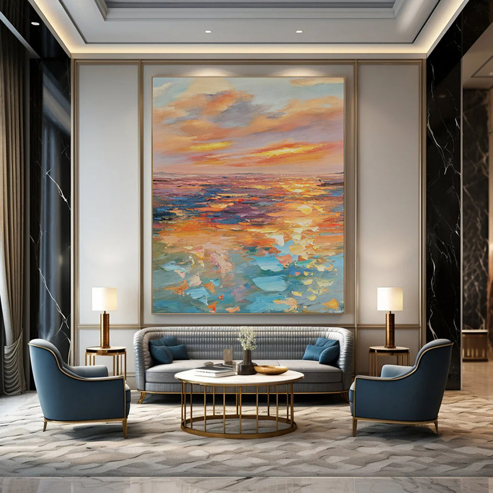 Hand-Painted Personalized Abstract Mural for Living Room & Office LargeART1898