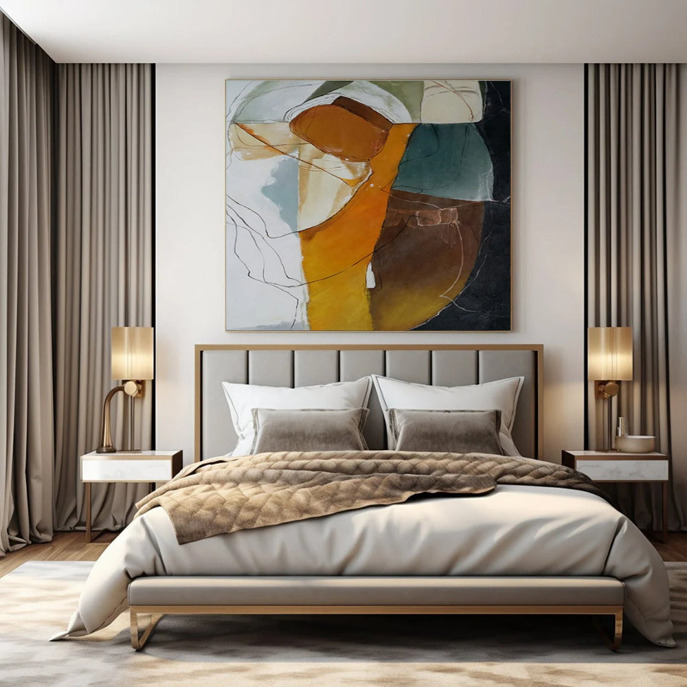 Oversized Custom Hand-Painted Abstract Art for Bedroom & Hotel Kids' Storytelling Rooms LargeART1457