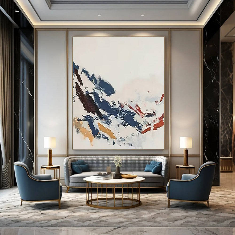 Mega - Format Vertical Hand - Painted Textured Custom Abstract Hymn, for Hotel and Bedroom DKH1548