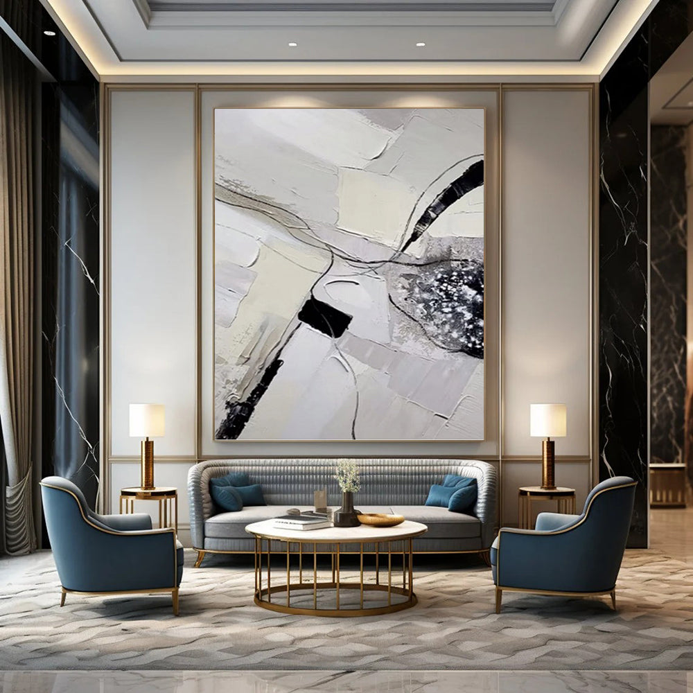 Designer - Led Excellence: Hand - Crafted Textured Canvas Painting for Bedroom & Dining Room DKH1172