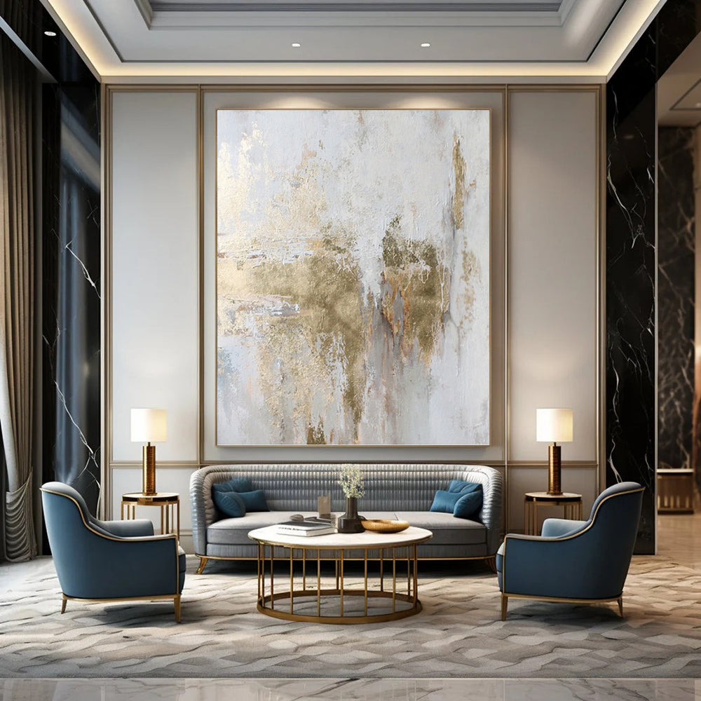 Oversized Hand - Painted Custom Textured Abstract Artwork for Hallway & Entryway DKH1006