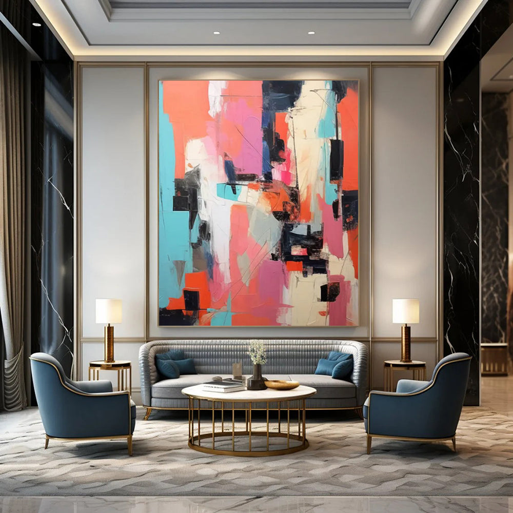 Autumn Leaves: Immense - Scale Hand - Painted Custom Abstract Creation for Living Room and Office DTP127