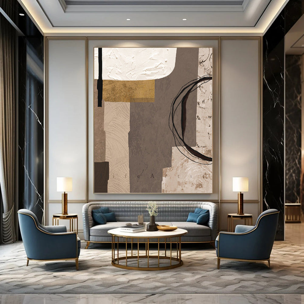 Mammoth - Dimensioned Hand - Painted Textured Custom Abstract Elegy, for Bedroom and Hotel DKH1516