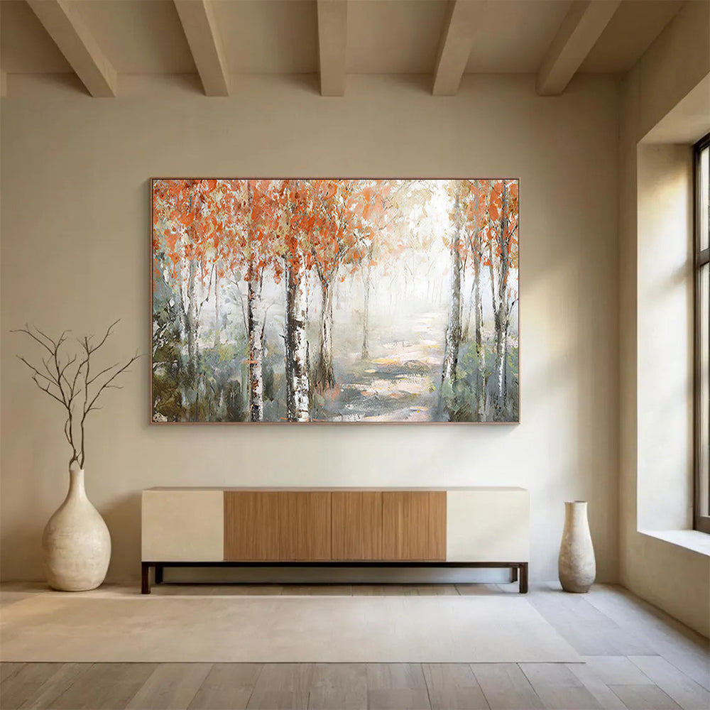 Misty Autumn Birch Forest - Enchanting Bedroom or Office Art DLZ222