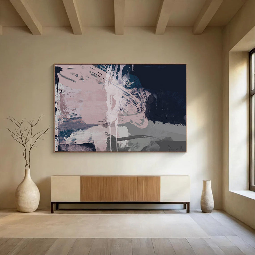 Pink - Grey Fusion Abstract: Creating a Serene Atmosphere in the Bedroom DLZ142