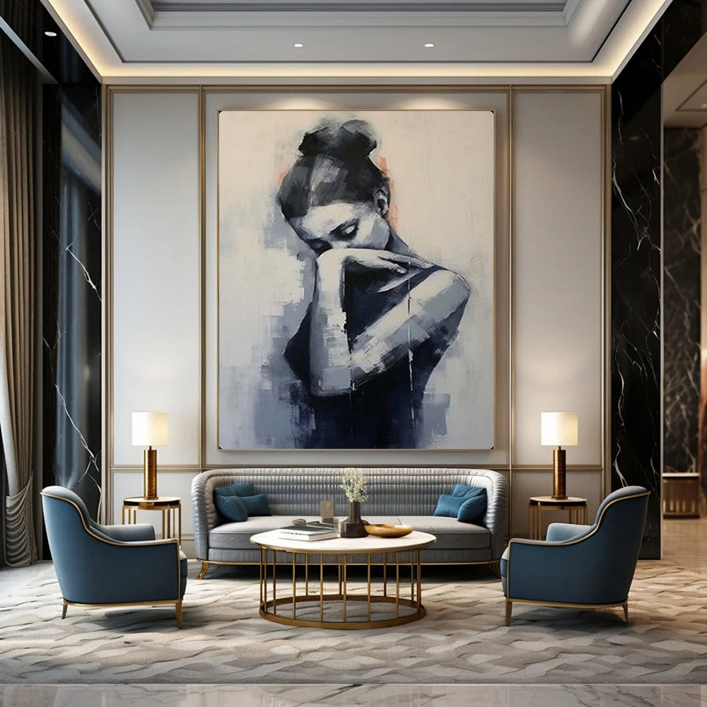 Hand-Painted Large-Scale Textured Abstract Wall Art for Bedroom & Meditation Room LargeART2140