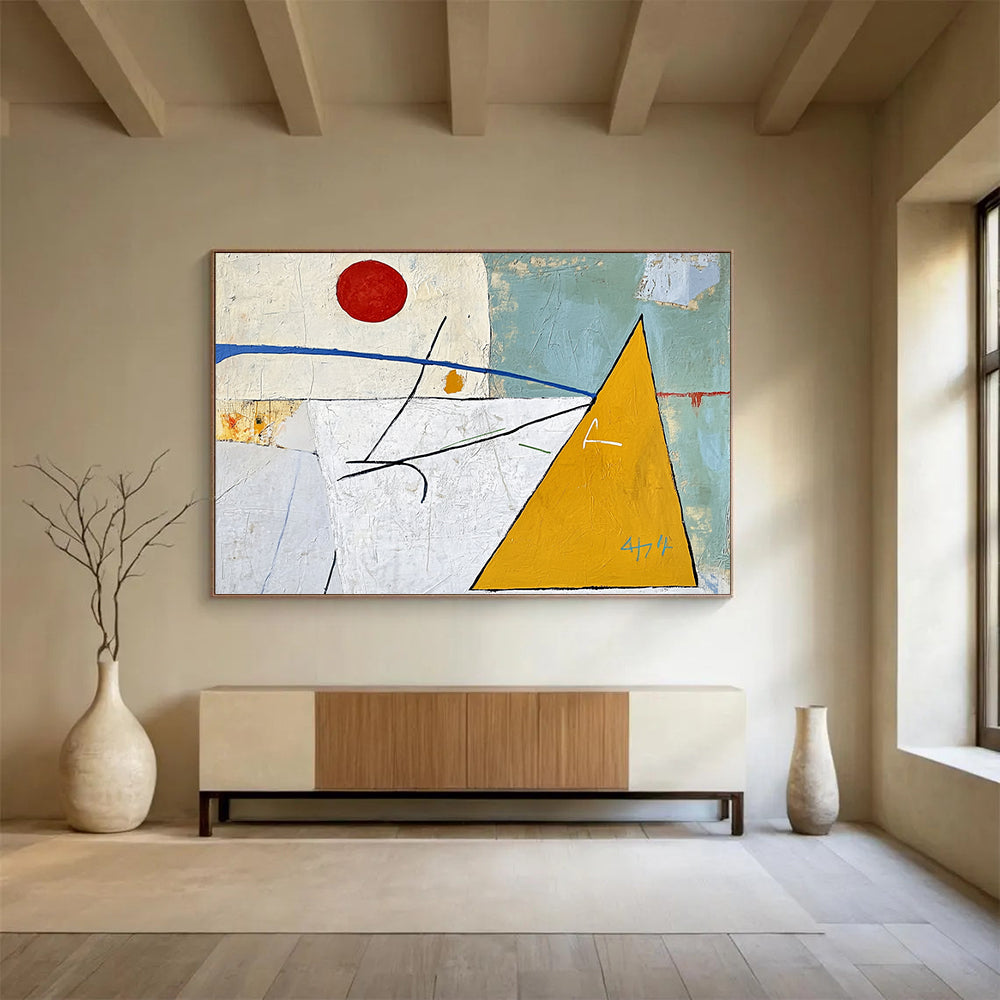 “Geometric Play” - Red, Blue, Yellow, Abstract Shapes - Cubist - Inspired Acrylic Painting HB1527