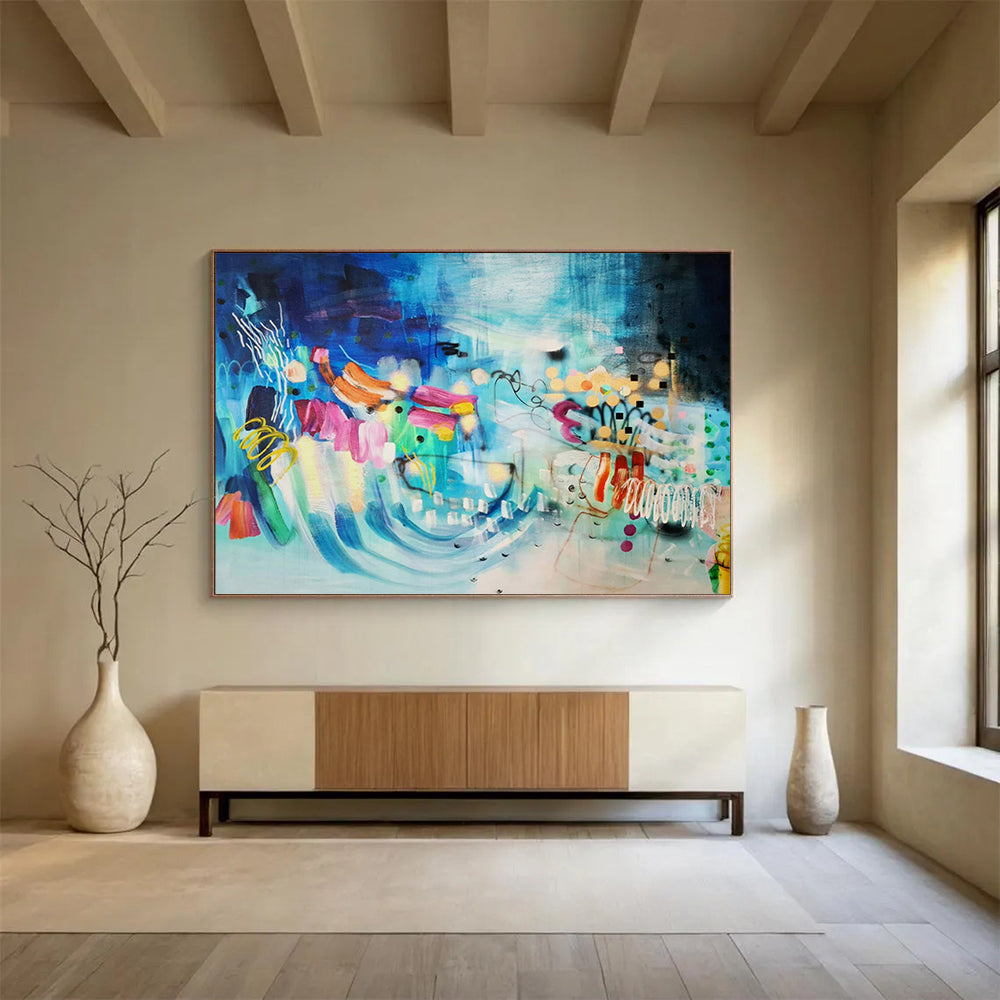 Enormous Hand-Painted Abstract Murals for Entryway & Bedroom LargeART1503